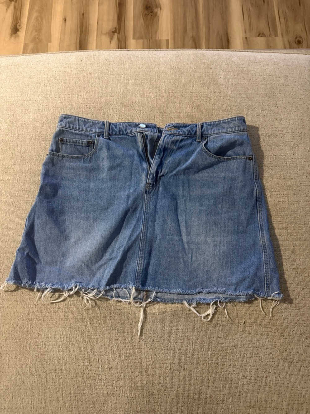 Old Navy Light Blue Denim Mini Skirt with Raw Hem